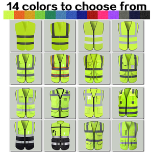 فئة 2 هاي-فيز فلوري أصفر برتقالي أحمر كحلي أزرق أرجواني أسود رمادي أبيض موحد سلامة سترة عاكسة مع شعار - Product Image 4