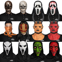 Topeng Wajah Hantu Horor Multi Gaya Lateks Setan Menyeramkan untuk Rumah Hantu Ruang Pelarian Properti Halloween Pesta Topeng Kustom