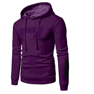 Sweat-shirt à capuche pour homme, violet, avec impression du numéro 7, coupe ajustée, décontracté, tricoté, manches longues, pour l'automne - Product Image 1