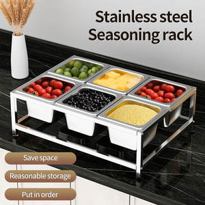 Support de service en acier inoxydable 1/6 à une rangée pour les magasins de thé au lait, compartiment pour poudre de fruits et assaisonnements, utilisation commerciale sur comptoir - Product Image 4