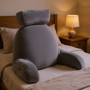 Coussin de lecture confortable avec appui-tête amovible en mousse à mémoire de forme déchiquetée, tissu velours lavable, poignées latérales - Product Image 2