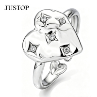 Bague JUSTOP en argent plaqué 925 avec coquille d'ormeau, sertissage carré géométrique, bijou tendance unisexe, pour un usage quotidien
