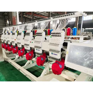 8 Head 12 Needles Flat Cap Computerized Embroidery Machine for Clothes T-shirt Satin 400*450mm Embroidery Area Automatic