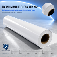 Rouleau de vinyle autocollant publicitaire brillant blanc PVC pour voiture, compatible encre éco-solvant, 140g