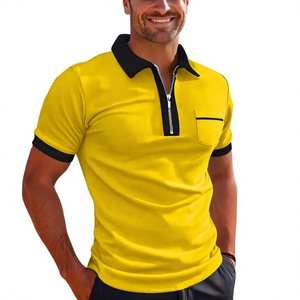 Direct Factory Wholesale OEM Custom Logo 100% Polyester 220 GSM Anti-Wrinkle Men's Short Sleeve <b>Polo</b> <b>Shirts</b> <b>Zip</b> Closure <b>Neck</b> - Product Image 1