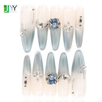 Faux ongles en gel 3D transparents faits à la main, style coréen, rose blush, effet ombré, fournisseur en gros, ongles XL longs en vrac