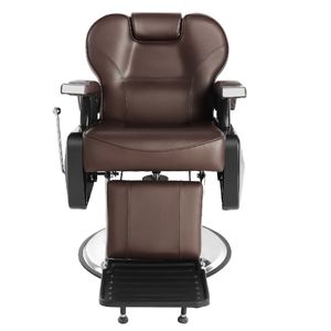 Chaise de barbier marron moderne avec grande pompe pour salon scolaire prix de gros expédition incluse pour salon de coiffure utilisation - Product Image 1