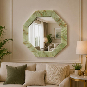 Miroir <span class=keywords><strong>en</strong></span> onyx vert <span class=keywords><strong>de</strong></span> luxe, meuble décoratif <span class=keywords><strong>en</strong></span> <span class=keywords><strong>pierre</strong></span> naturelle, onyx vert irrégulier, miroir mural <span class=keywords><strong>en</strong></span> onyx, marbre - Product Image 2
