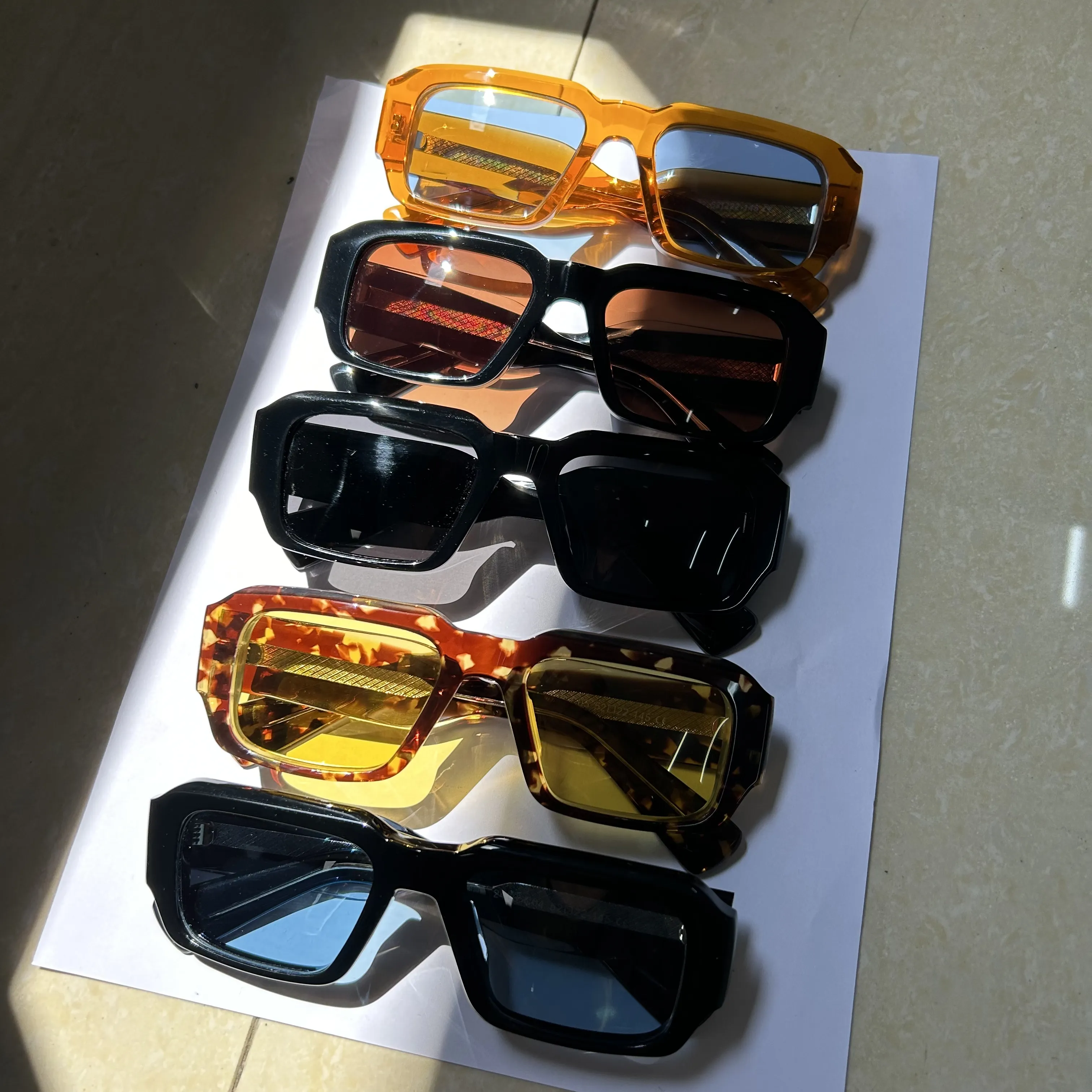 2406 Óculos de sol polarizados de marca de luxo, óculos de sol de acetato para mulheres e homens, armações grossas, óculos de sol