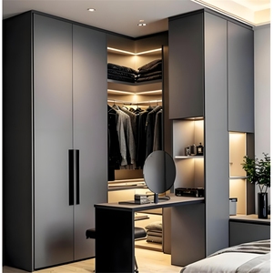 Moderno oro Metal Aluminio Marco Blanco Vidrio Puertas Walk in Closet Armario - Product Image 1