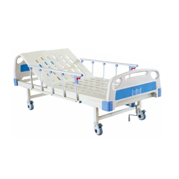 알루미늄 합금 사이드 레일 수동 의료 침대 단일 기능 수동 병원 침대 4 개의 음소거 캐스터