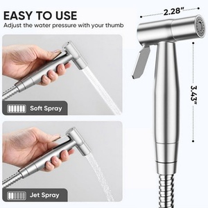 Toilet-Adjustable Water Pressure Jet <b>Spray</b> with Bidet Hose Stainless Steel Shower Toilet Handheld Bidet Sprayer <b>Set</b> Kit - Product Image 2