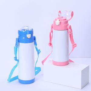 Gourde isotherme portable pour enfants en acier inoxydable 304 à double paroi, avec couvercle à ouverture rapide et paille, pour sublimation transfrontalière - Product Image 4