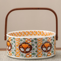 Corbeille à fruits en céramique chinoise à motif végétal, style décontracté, luxe léger, créative, avec poignée, grande assiette à fruits, haute valeur esthétique