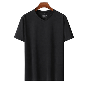 Camiseta de Verano Personalizada para Hombre, Cuello en V, Manga Corta, Tela de Poliéster/Spandex, Secado Rápido y Transpirable, Diseño Liso, Estilo Casual - Product Image 1