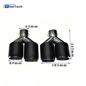Punta de escape FlowTech de fibra de carbono negro brillante con núcleo interior de acero inoxidable 304 para accesorios de escape de coche de ajuste universal - Product Image 3