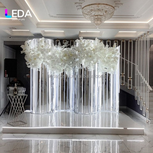 LEDA Wedding Decoration Shiny Gold Half Cylinder Shape Metal <b>Backdrop</b> <b>Stand</b> Wedding Stage Decoration for Events Decor - Product Image 1