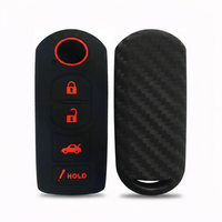 Housse de protection pour clé de voiture en silicone et fibre de carbone à 4 boutons pour Nissan Altima Maxima Rogue Sentra, avec icônes rouges
