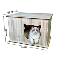 Cave pour chat en bois de sapin naturel, motif animalier moderne de luxe, avec étagère supérieure, vente directe d'usine, logo personnalisable, MOQ 1 pièce