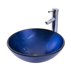 Ensemble d'armoires <span class=keywords><strong>de</strong></span> lavabo en verre, produit minimaliste bleu, plan <span class=keywords><strong>de</strong></span> travail pas cher, Design pour évier à <span class=keywords><strong>main</strong></span> - Product Image 2