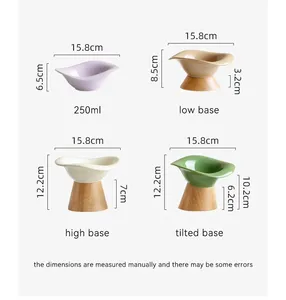 Levantado Tilted Cat Food Água <span class=keywords><strong>Bowl</strong></span> Pet Dog Elevado Beber Comer Tigelas com suporte de madeira Cachorro Kitten Alimentação Cerâmica Cat <span class=keywords><strong>Bowl</strong></span> - Product Image 2