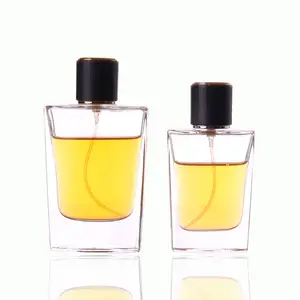 Wholesale empty clear 30ml 50ml thick based high quality glass spray perfume bottle with gold silver black top