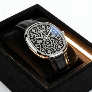 カスタムロゴ入りメンズクォーツ腕時計、合金＆レザーストラップ、ファッショナブルなパーソナライズデザイン、ユニークな文字盤の腕時計 - Product Image 2