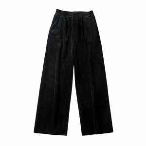 <span class=keywords><strong>Pantaloni</strong></span> larghi in <span class=keywords><strong>velluto</strong></span> a vita alta da <span class=keywords><strong>donna</strong></span> ultime vendite calde <span class=keywords><strong>pantaloni</strong></span> larghi da strada Casual con chiusura in vita elastica per l'inverno - Product Image 3