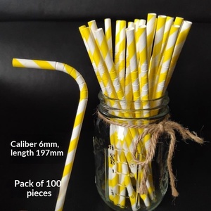 Food Grade Biodegradable Bendable Paper Drinking Straws Disposable Individually Wrapped for Coffee Shop Milk Tea Cafe Juice
