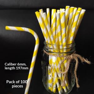 Pajitas de Papel Flexibles de Grado Alimenticio, Desechables, Envueltas Individualmente, para Cafeterías, Té con Leche, Cafés y Servicios de Bebidas - Product Image 1