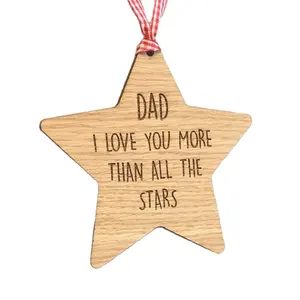 Unieke Gepersonaliseerde Custom Opknoping Houten Ster Voor Papa Papa Gift Present