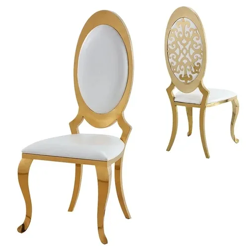 Cadeiras elegantes de casamento, cadeiras elegantes de luxo douradas em aço inoxidável para banquetes de <span class=keywords><strong>hotel</strong></span>