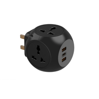 Prise Veban avec 4 prises, protection contre les surtensions, 3 ports USB, adaptateur de voyage universel AC 110-250V PC+Copper
