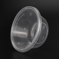 Petit bol en plastique à emporter contenant clair noir jetable rond déjeuner boîte à nourriture conception pp vaisselle