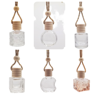 Bouteille diffuseur de parfum pour voiture en verre vide avec bouchon en bois et logo laser, mini format