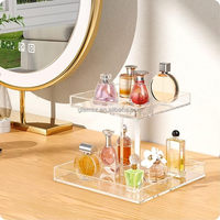 2 Stufen 4 Stufen Tray Badezimmer Theke Oberseite Organisator Make-Up-Späicher Regalhalter Schlafzimmer Dekor klar Acryl-Parfüm-Display