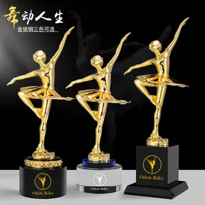 Factory Custom Children's Dance Ballet Competition Award Metal Statuette Golden Figure Dance Trophy