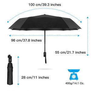Parapluies promotionnels anti-UV pliables automatiques à 3 sections avec logo – Prix abordable - Product Image 3