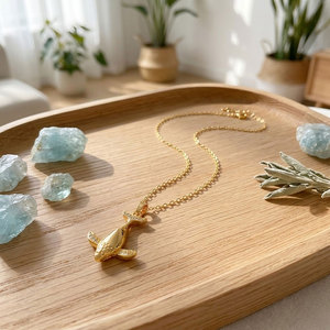Pendentif en forme de baleine mignon QIUHAN, plaqué or, acier inoxydable, laiton, zircon, bijoux DIY, collier pour femmes - Product Image 4