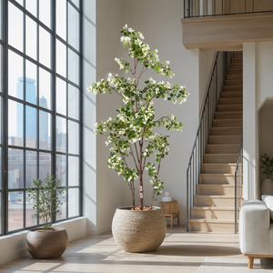 Plante artificielle de Cornus Florida luxueuse et fleurie pour l'aménagement intérieur, les événements de bureau, les hôtels, les salons et la décoration commerciale - Product Image 2