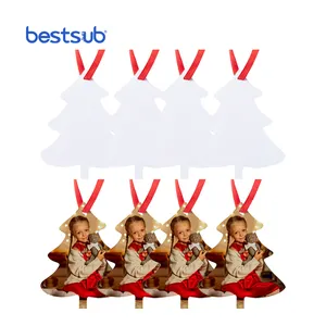 BestSub Wholesale Sublimation Blanks 8.3*10.1cm Tree 3D Antique Hanging Ornament New Metal Christmas Ornaments