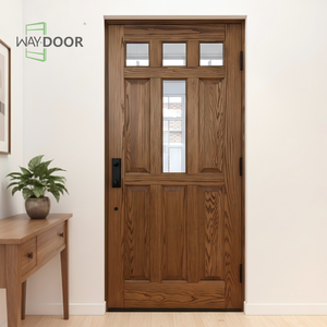 Porte extérieure en bois massif de chêne durable et écologique avec finition de surface, avec verre, porte d'entrée en bois d'acajou standard personnalisée - Product Image 3