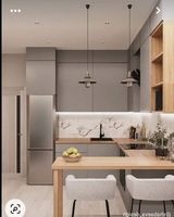 Lemari terintegrasi khusus seluruh rumah, gaya futuristik keren, ruang kecil terbuka, lemari dapur Atas & dasar kabinet Dinding