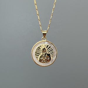 Collar con Colgante de Concha de Mar de Metal para Mujer de Joyería Religiosa de la Virgen de Guadalupe y Jesús al por Mayor - Product Image 6