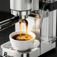 Cafetera Espresso Eléctrica Programable Anbolife, Acero Inoxidable, Espumador de Leche Automático, 3 Temperaturas, para el Hogar