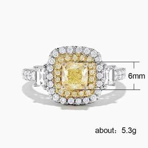 Anello di Lusso con Gemma Gialla Quadrata per Donne, Stile Principessa, Elegante Gioiello da Dito alla Moda - Product Image 4