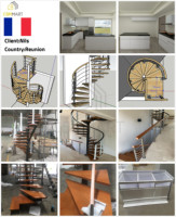 Escalier en colimaçon à double poutre incurvée en bois massif personnalisé CBMmart, facile à installer, pour villa intérieure