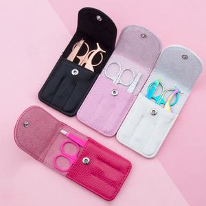 Mulheres Pinças Storage Case Maquiagem Ferramentas Bag Profissional Aço Inoxidável Sobrancelhas Pinças Set com PU Leather Travel Case - Product Image 4