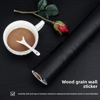 Autocollant mural décoratif en PVC noir imitation bois, imperméable, résistant à l'humidité et à la chaleur, pour appartement ; Épaissi