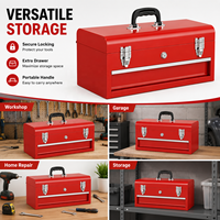 Boîte à outils portable en acier rouge Guanpin, directement de l'usine, avec poignée de transport, serrure et tiroirs personnalisables